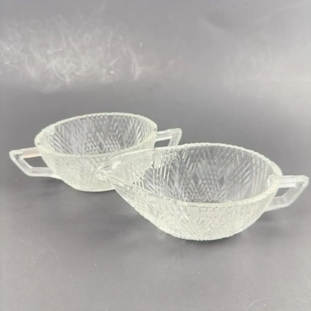 Hazel-Atlas Starlight Clear Creamer & Open Sugar Bowl Depression Glass Vintage